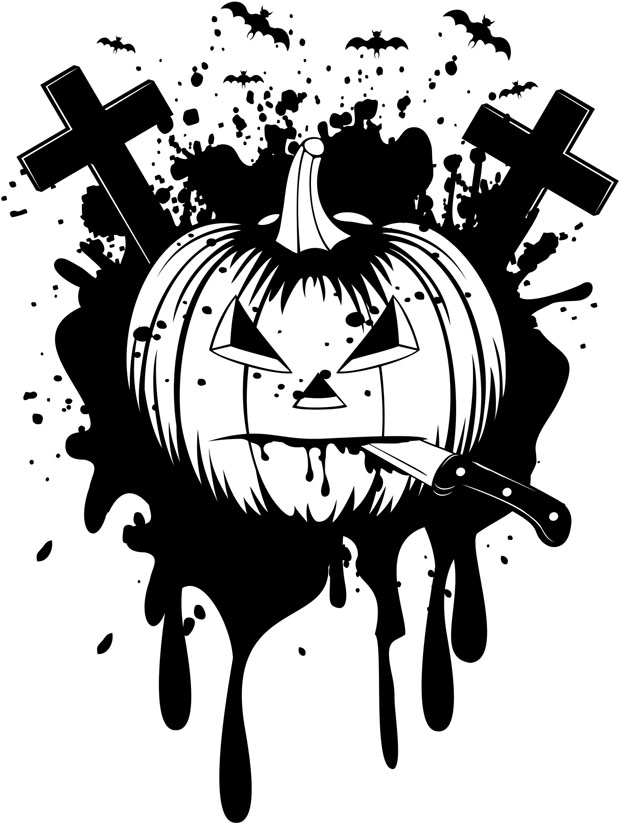 Grave Pumpkin with knife