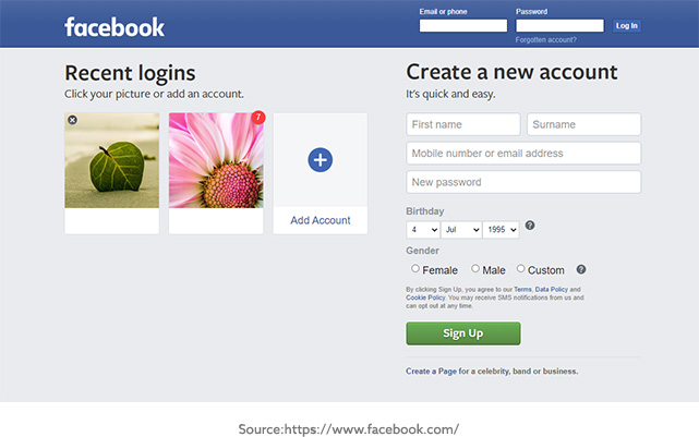 Facebook Website Screenshot