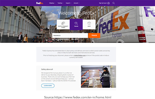 Fedex Website screenshot
